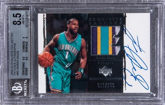 2003-04 UD "Exquisite Collection" Patches Autographs #BD Baron Davis Signed Game Used Patch Card (#071/100) - BGS NM-MT+ 8.5/BGS 10